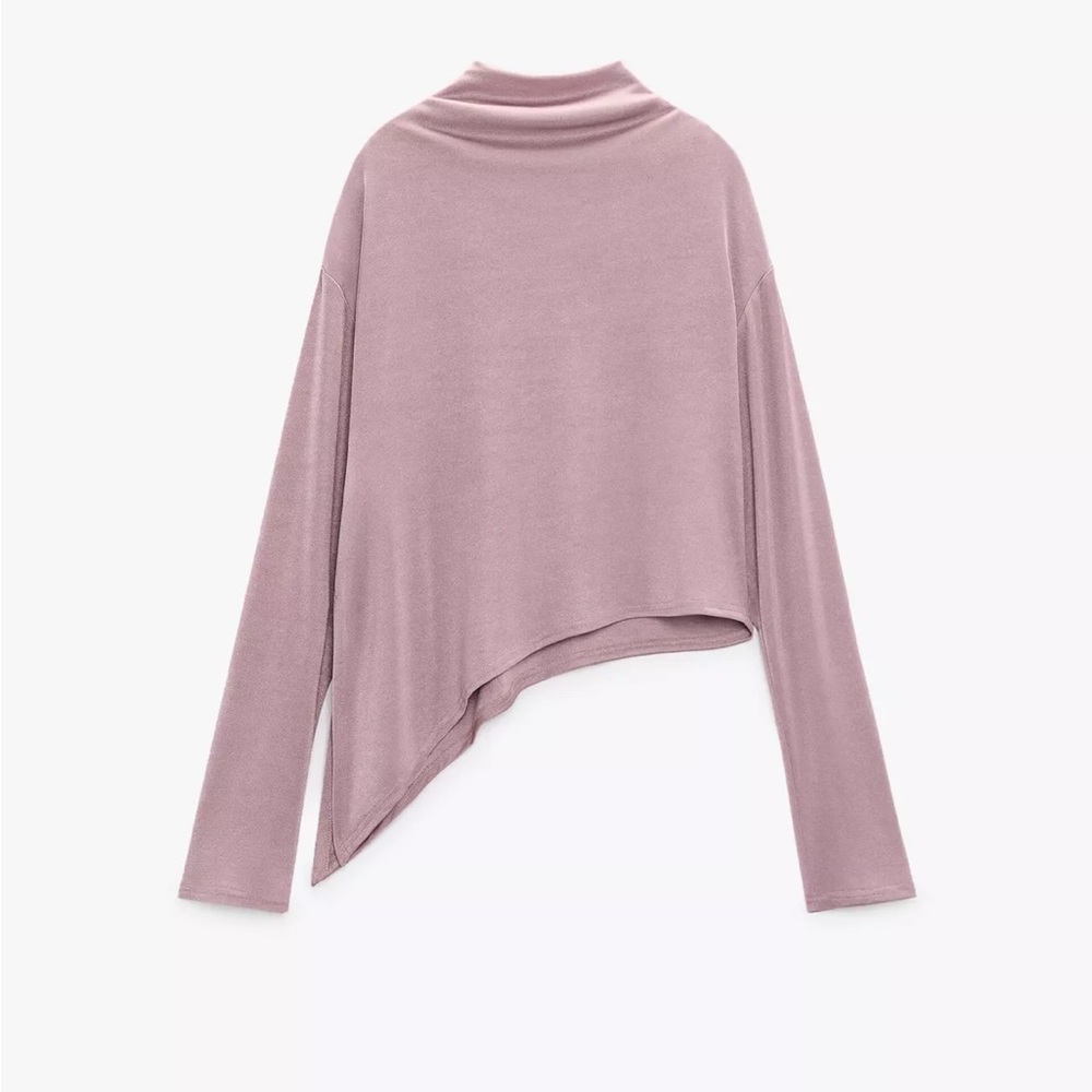 Zara Asymmetrical Mauve Long Sleeve Top